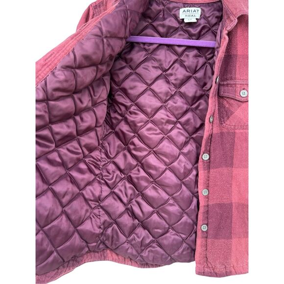 Ariat Real woman’s Small maroon quilted shacket jacket barn chores winter - Picture 4 of 8